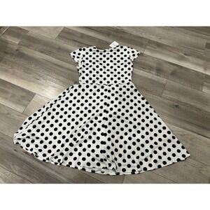 Haute Edition Polka Dot Wrap Dress Womens L White Black Short Sleeve Fit Flare